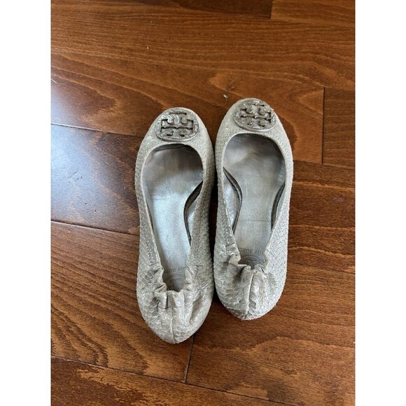 TORY BURCH Silver Snakeskin Leather Ballet Flats Size 8 leather - Picture 10 of 10